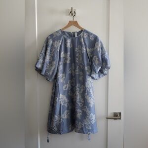 & Other Stories Puff-Sleeve Mini Dress in Blue Floral